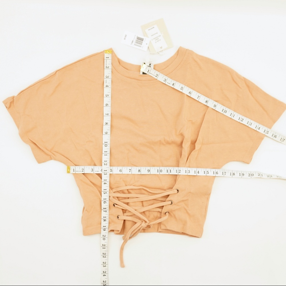 MINKPINK Corset Tie Short Sleeve Dolman Tee Top S - Picture 2 of 8